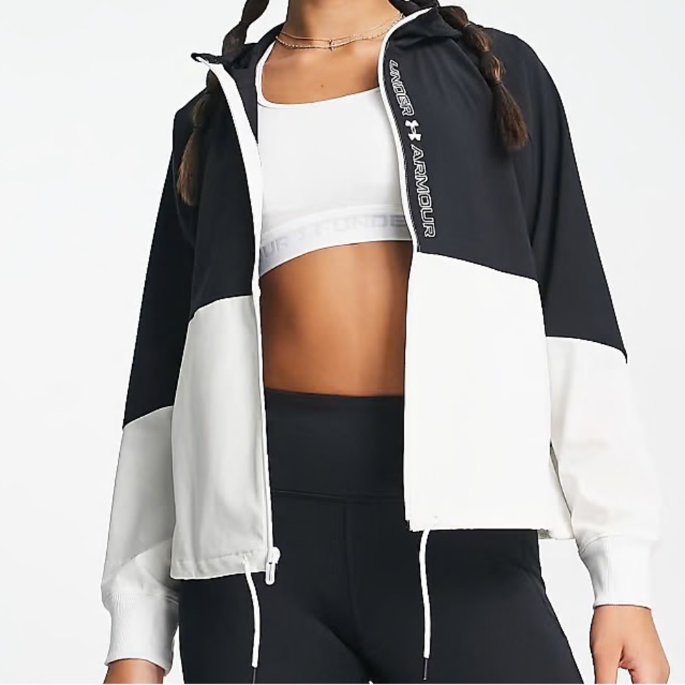 Under Armour Black and White Colorblock Windbreaker Jacket - Picture 2 of 7